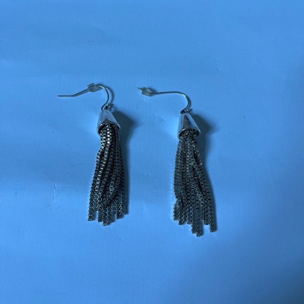 Elegant Silver Tassel Earrings